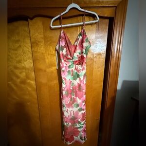 Lulu's Pink and Green Floral Dress